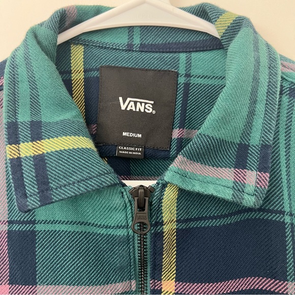Vans Men’s Zip Up Green Flannel Shirt Jacket Green in Size Medium - Picture 2 of 6
